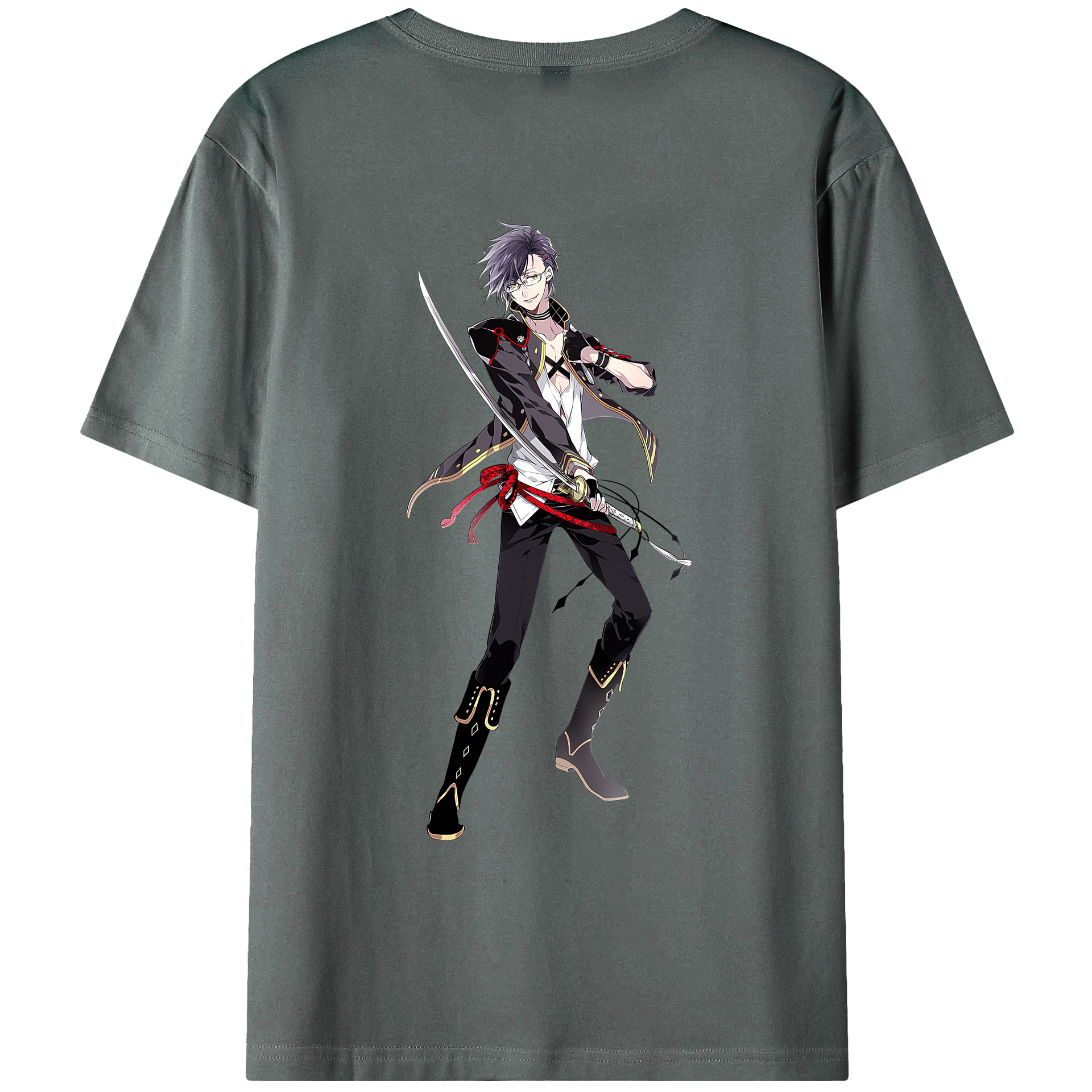（画像用） 刀剣乱舞 Touken Ranbu 綿100％ メンズ半袖Tシャツ（バックプリント） 通気性
